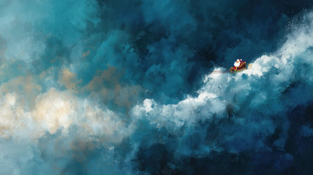 A small boat navigates through the serene waves of a colorful ocean at sunset, capturing the essence of tranquility and exploration amid nature's beauty.の素材