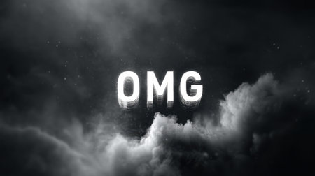 Captivating digital artwork featuring the bold "OMG" text against a dramatic, cloudy background. Perfect for creative projects and social media.の素材
