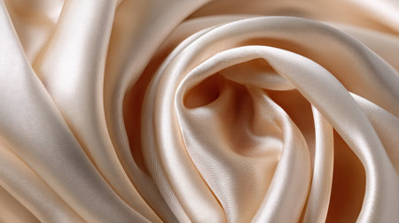This close-up image captures the elegance of soft silk fabric with its smooth, flowing texture and light cream color, perfect for fashion and interior design.の素材
