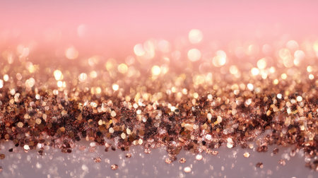 This stunning rose gold glitter background features shimmering particles that create a captivating and elegant ambiance, perfect for various festive events and dの素材