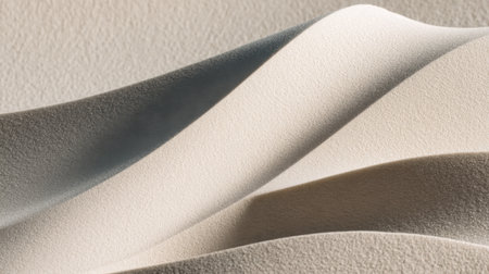 Beautiful close-up of soft textures and curves in beige and cream colors, resembling sand dunes, capturing a tranquil and serene atmosphere for artistic use.の素材