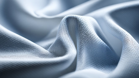 This image showcases a soft blue fabric with delicate texture and gentle flow, ideal for design projects or backgrounds. The calming hue enhances elegance and simplicity.の素材