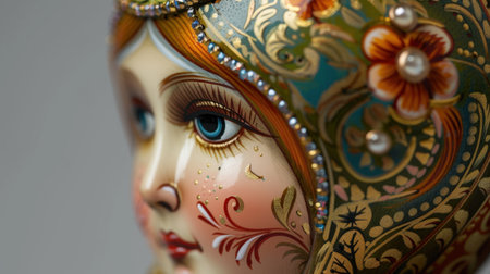 Explore the beauty of a traditional Russian doll featuring intricate designs and vibrant colors, showcasing exceptional craftsmanship and cultural significance.の素材