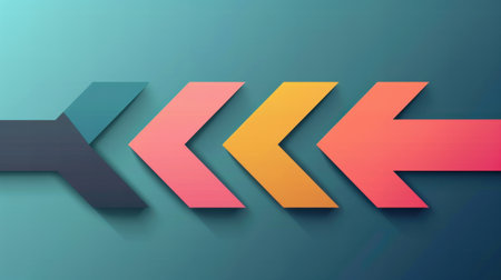 Vibrant arrow design featuring a gradient background, perfect for modern graphics. This artwork combines colors to symbolize movement and direction.の素材