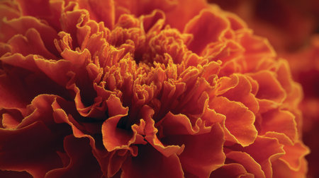 This close-up image showcases the delicate, vibrant petals of an orange flower, emphasizing its intricate texture and warm hues against a soft background.の素材