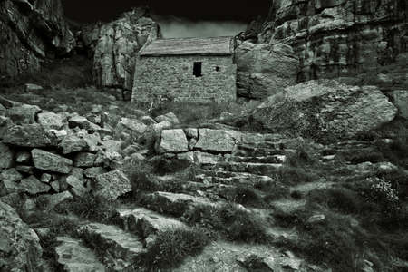 St Govan's Chapel near Bosherston on the Pembrokeshire Coast.の写真素材