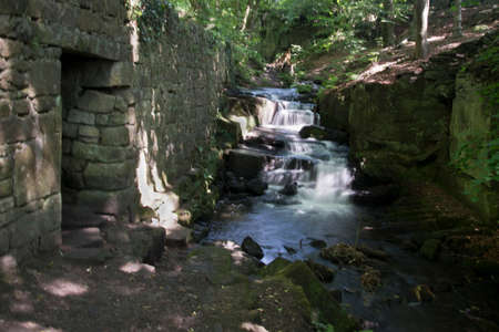 Lumsdale Valley Waterfall in the Derbyshire Dalesの写真素材