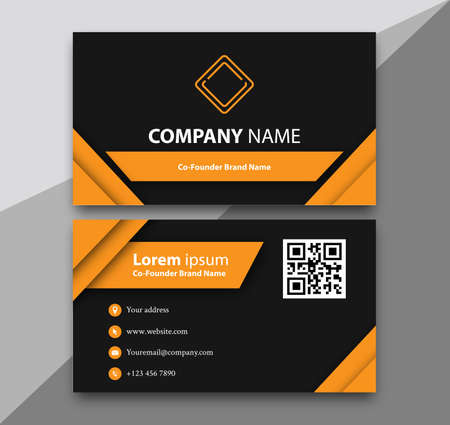 Elegant minimal black and yellow business card templateのイラスト素材