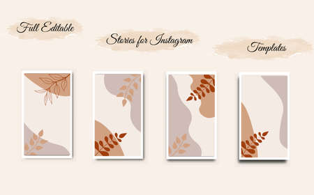 Floral line arts and organic shape cover design template for social media stories, post, sale banner, poster, cover design, Minimal and natural earth tone color theme wedding invitation cards.のイラスト素材