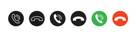 Phone icon vector. Set of flat Phone and mobile phone symbol collectionのイラスト素材