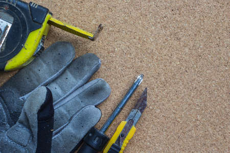 tool renovation on cork boardの写真素材