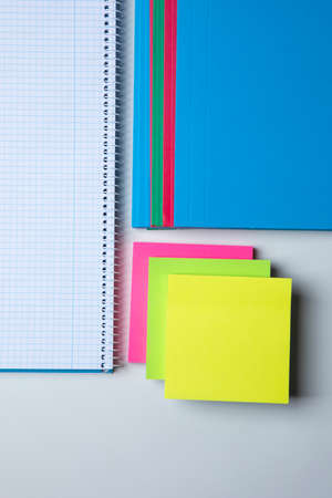 view of an office desk  , block note and foldersの写真素材