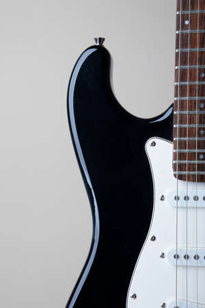 Close up of black and white 70's design rock electric guitarの写真素材