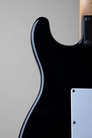 Close up of black and white 70's design rock electric guitarの写真素材
