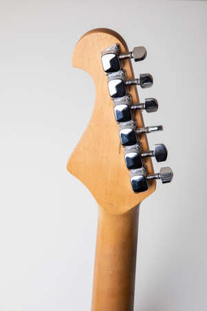 Close up of black and white 70's design rock electric guitarの写真素材