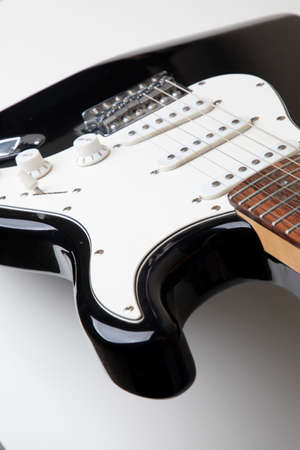 Close up of black and white 70's design rock electric guitarの写真素材