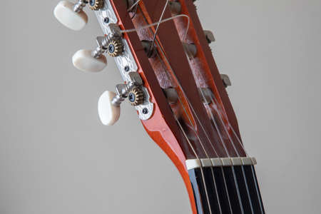 Close up of wooden classic spanish guitarの写真素材