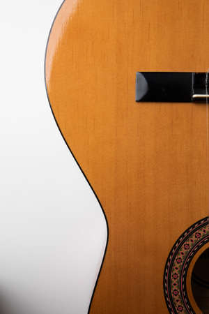 Close up of wooden classic spanish guitarの写真素材