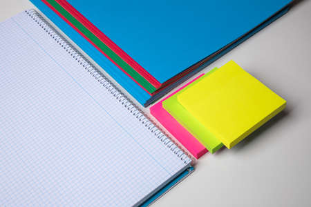 view of an office desk , block note and foldersの写真素材