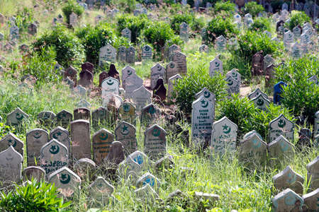 Mubarak mosque. Old cham muslim cemetery. Chau Doc. Vietnam.のeditorial素材