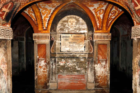 The crypt of the church of San Simeone Piccolo. Wall painting. Venice. Italy.のeditorial素材