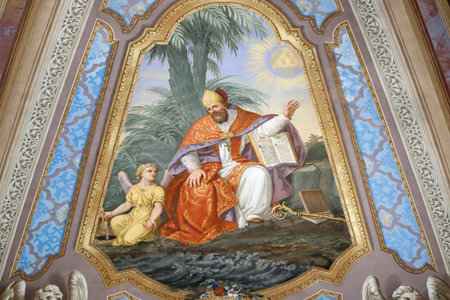 Saint-Grat church. Doctor of the Church. Valgrisenche. Italy.のeditorial素材