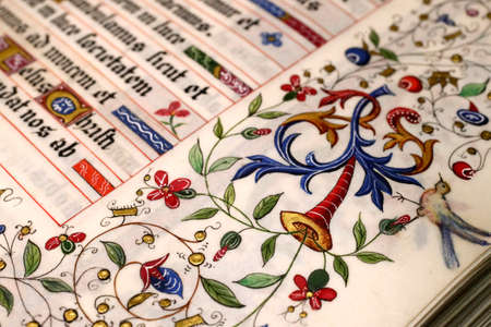 Manuscript illumination. Latin bible. Marclaz. France.のeditorial素材