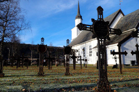 Soknedal church. The old cemetery. Norway.のeditorial素材