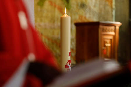 Sunday mass in a catholic church.の写真素材