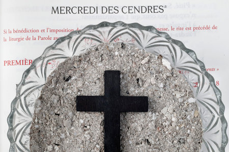 Catholic mass. Ash wednesday celebration. Ashes and lectionary. Slow season. Catholic church....
