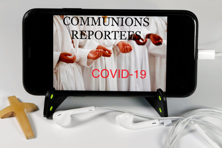 Coronavirus epidemic (COVID-19). Lockdown. Celebration postponed. Image we have smartphone. France.