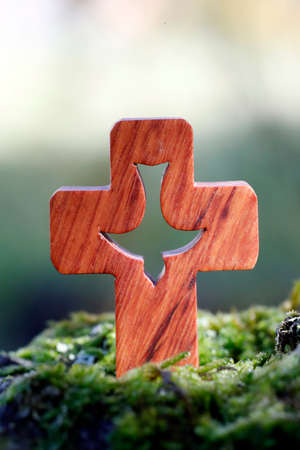 Wooden christian coss with Holy Spirit.の写真素材