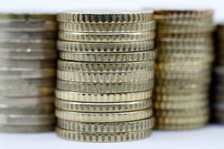 Piles of coins. Business banking and financial concept idea.Global network business banking concept.の写真素材