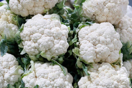 Fresh fruits and Vegetable market. Cauliflowers. Dubai. United Arab Emirates.の写真素材