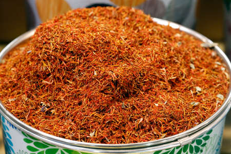Arabian spices on display in a shop in the spice souk in Deira. Dubai. United Arab Emirates.の写真素材