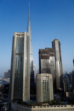 The Burj Khalifa in the center of Dubai is the tallest building in the world with 828 meters high....