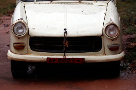Old french car. Peugeot 404. Benin.のeditorial素材