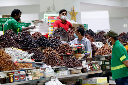Fresh fruits and Vegetable market. Fresh dates. Dubai. United Arab Emirates.