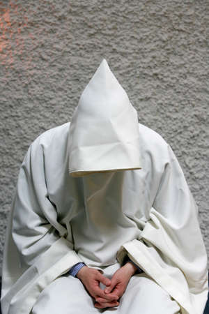Catholic monk praying in a monastery. France.の写真素材