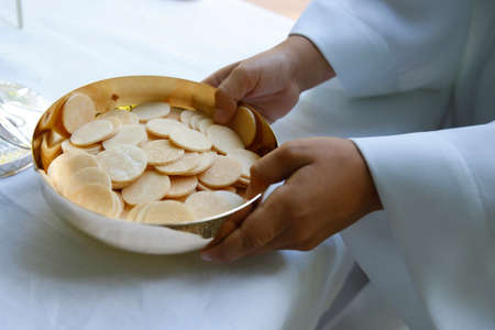 Host wafers for catholic celebration. France.の写真素材