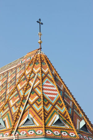 Roof of Matthias Church. Hungary.の写真素材