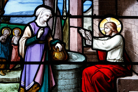 Saint Aignan Church. Jesus and the Samaritan. France.のeditorial素材