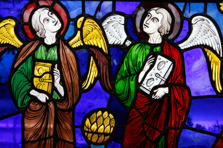 The international stained-glasse center. 2 angels. France.のeditorial素材