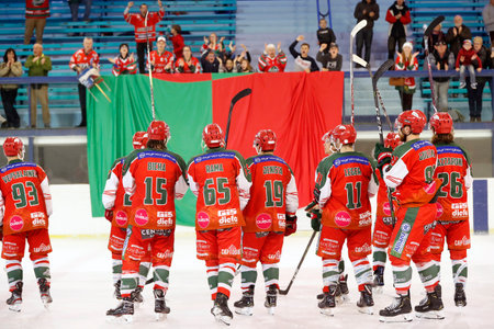 Ice Hockey match. Hockey team. HC Mont-Blanc. France.のeditorial素材