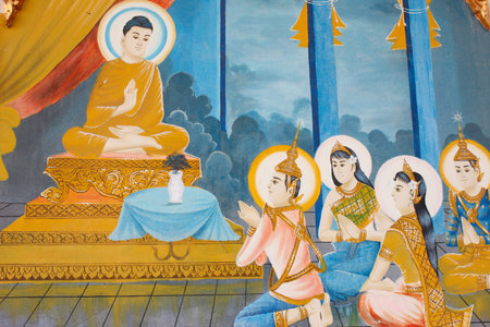 Life of the Buddha. Teaching the dharma to his family. Cambodia.のeditorial素材