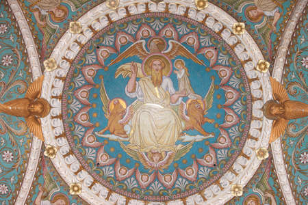 Mosaic in Fourviere basilica: Mary daughter of God. France.のeditorial素材