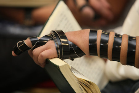 Torah reading in a synagogue. France.