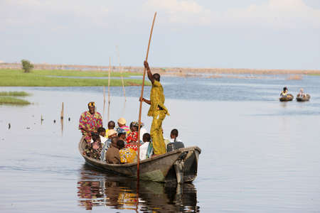 Boat. Ganvie lake village on Nokoue Lake. Benign.のeditorial素材