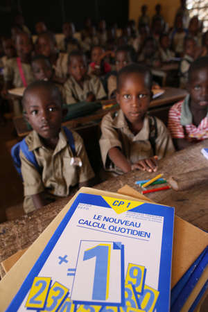 Primary african school in Lome. Class room. Togo.のeditorial素材