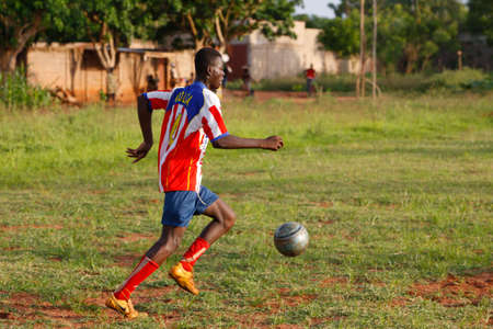 Soccer game in a school. Sport. Togo.のeditorial素材